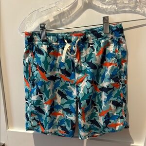 Boys Fair Harbor Shark Print Swim Shorts